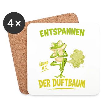 Entspannter Frosch Yoga Duftbaum - Untersetzer (4er-Set) - Weiß - Vorne
