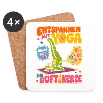 Entspannen mit Yoga Duftkerze - Untersetzer (4er-Set) - Weiß - Vorne
