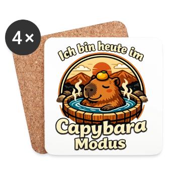 Capybara Modus im Thermalbecken - Untersetzer (4er-Set) - Weiß - Vorne