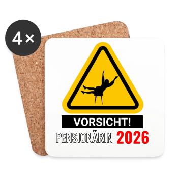 Vorsicht! Pensionärin 2026 - Untersetzer (4er-Set) - Weiß - Vorne