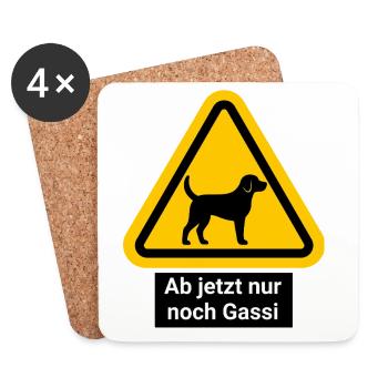 Ab jetzt nur noch Gassi - Untersetzer (4er-Set) - Weiß - Vorne