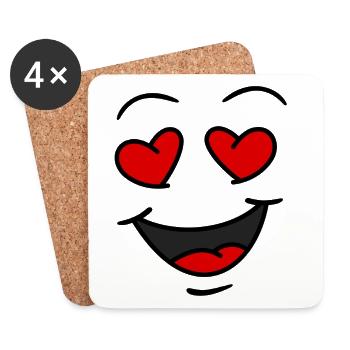 Face Heart Eyes - Coasters (set of 4) - white - Front