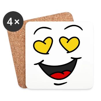 Gesicht Herz Augen - Untersetzer (4er-Set) - Weiß - Vorne