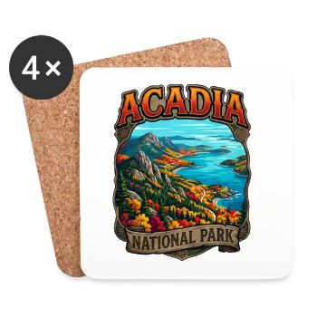 Acadia National Park Landschaftsbadge - Untersetzer (4er-Set) - Weiß - Vorne