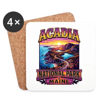 Acadia National Park Küstenpfad am Sonnenuntergang - Untersetzer (4er-Set) - Weiß - Vorne