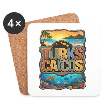 Souvenir of the Turks and Caicos Islands - Coasters (set of 4) - white - Front
