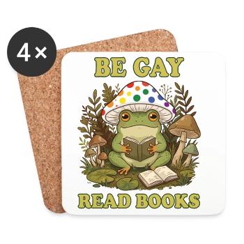Mois de la fierté LGBTQ - Soyez gay Lisez des livres - Dessous de verre (lot de 4) - blanc - Devant