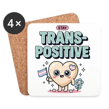 Pride Month LGBTQ – Bleib TransPositive - Untersetzer (4er-Set) - Weiß - Vorne
