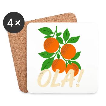 Olá Retro Orange Plants Holiday Greeting - Coasters (set of 4) - white - Front