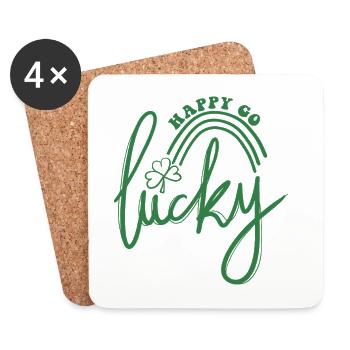 Lucky Script Kleeblatt-Regenbogen - Untersetzer (4er-Set) - Weiß - Vorne