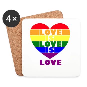 Love is Love LGBT Gay Pride Love Is Love Heart - Coasters (set of 4) - white - Front