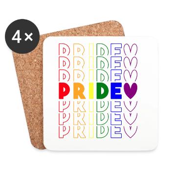 Arc-en-ciel de la Fierté Gay LGBT - Dessous de verre (lot de 4) - blanc - Devant