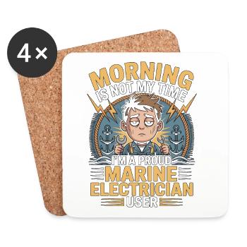 Électricien maritime, le matin n’est pas mon temps d’ingénieur - Dessous de verre (lot de 4) - blanc - Devant