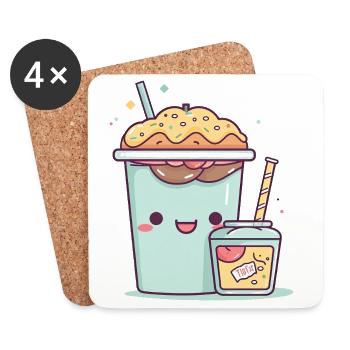 Kawaii drink with sprinkles - Coasters (set of 4) - white - Front