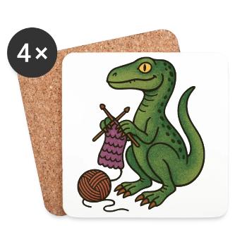 Dino Tricotant Douillet - Dessous de verre (lot de 4) - blanc - Devant