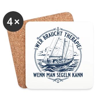 Segeln Therapie Retro Segelboot Kapitän - Untersetzer (4er-Set) - Weiß - Vorne