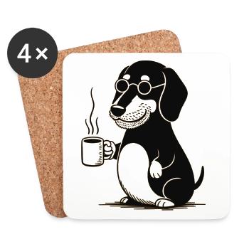 Dog with coffee - Coasters (set of 4) - white - Front