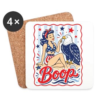 Boop Vintage USA Girl Eagle Patriotic - Coasters (set of 4) - white - Front