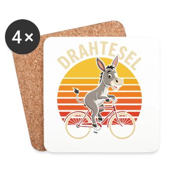 Drahtesel im Sonnenuntergang - Untersetzer (4er-Set) - Weiß - Vorne