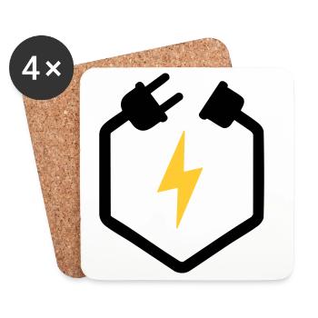 Electrician Plug Power Lightning Logo - Coasters (set of 4) - white - Front