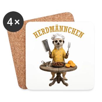 Ein lustiges Herdmännchen Koch Erdmännchen - Untersetzer (4er-Set) - Weiß - Vorne