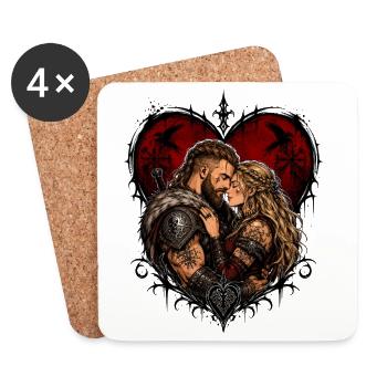 Viking Lovers Heart Motif - Coasters (set of 4) - white - Front