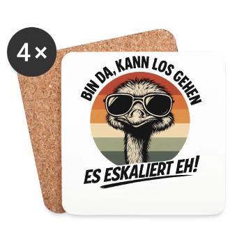 Es Eskaliert Eh Strauß Vogel Party Humor Spruch - Untersetzer (4er-Set) - Weiß - Vorne