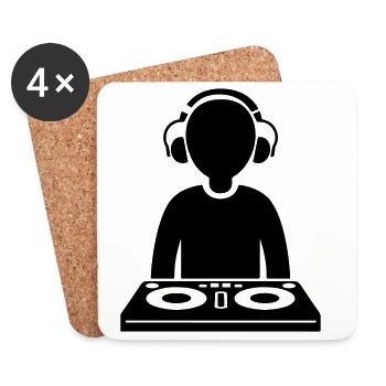 DJ Turntables Party - Coasters (set of 4) - white - Front