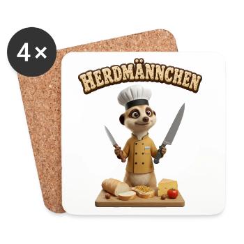 Un suricate drôle en cuisinier Homme du foyer - Dessous de verre (lot de 4) - blanc - Devant