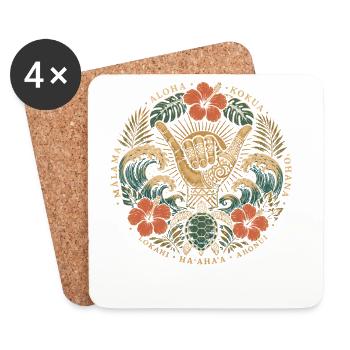 Aloha Shaka Werte - Untersetzer (4er-Set) - Weiß - Vorne