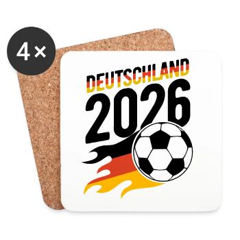 Fußball Flamme Deutschland 2026 - Untersetzer (4er-Set) - Weiß - Vorne