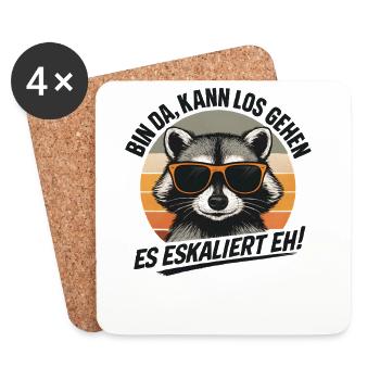 Es Eskaliert Eh Waschbär Party Spruch Humor - Untersetzer (4er-Set) - Weiß - Vorne