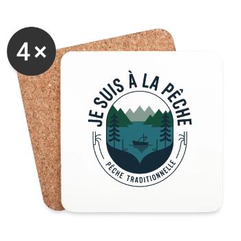 Je suis à la Pêche Traditionnelle - Dessous de verre (lot de 4) - blanc - Devant