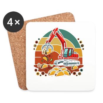 Bau-Taco Grabung - Untersetzer (4er-Set) - Weiß - Vorne