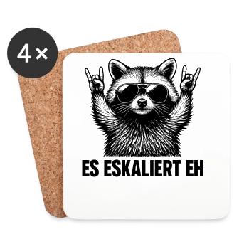 Es Eskaliert Eh Waschbär Party Spruch Humor - Untersetzer (4er-Set) - Weiß - Vorne