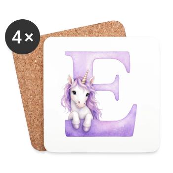 Letter C Purple Unicorn - Coasters (set of 4) - white - Front