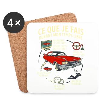 Ce que je fais passion voiture ancienne - Dessous de verre (lot de 4) - blanc - Devant