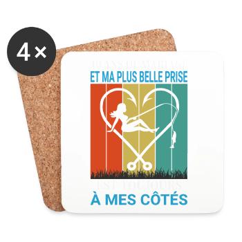 Pêche Pêcheur Cadeau humour personnalisé - Dessous de verre (lot de 4) - blanc - Devant