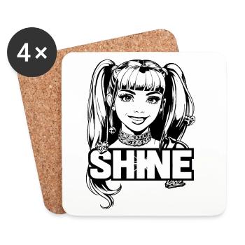 Shine Girl Mono Pop Art - Coasters (set of 4) - white - Front