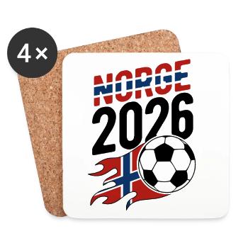 Norge 2026 Fußball Flamme mit Flagge - Untersetzer (4er-Set) - Weiß - Vorne