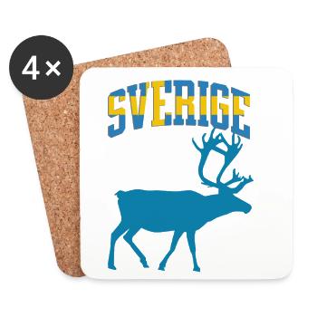 Sweden Moose Retro Logo - Coasters (set of 4) - white - Front