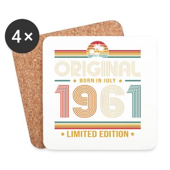 65th Birthday Gift Vintage July Vintage 1961 - Coasters (set of 4) - white - Front