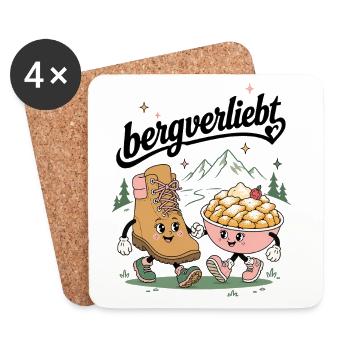 Wanderschuh und Kaiserschmarrn sind bergverliebt! - Untersetzer (4er-Set) - Weiß - Vorne