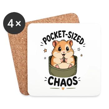 Pocket Chaos Hamster - Untersetzer (4er-Set) - Weiß - Vorne