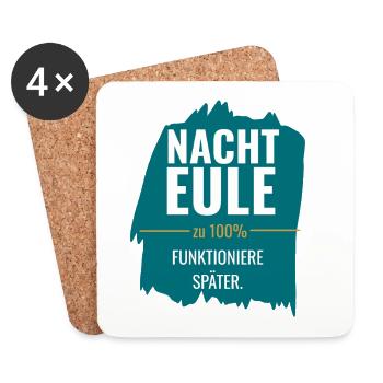 Nachteule – Funktioniere später - Untersetzer (4er-Set) - Weiß - Vorne
