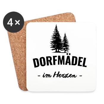 Dorfmädel im Herzen - Untersetzer (4er-Set) - Weiß - Vorne