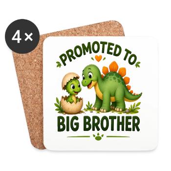 Befördert zum Big Brother Dinosaurier | Süße Dino Sibli - Untersetzer (4er-Set) - Weiß - Vorne