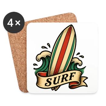 Surfen Surfbrett Kunst Surfen Retro Surfer Surfen - Untersetzer (4er-Set) - Weiß - Vorne