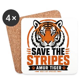 Save the Stripes Amur Tiger - Coasters (set of 4) - white - Front