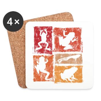 Frogs Retro Graphic - Frog Silhouettes - Coasters (set of 4) - white - Front
